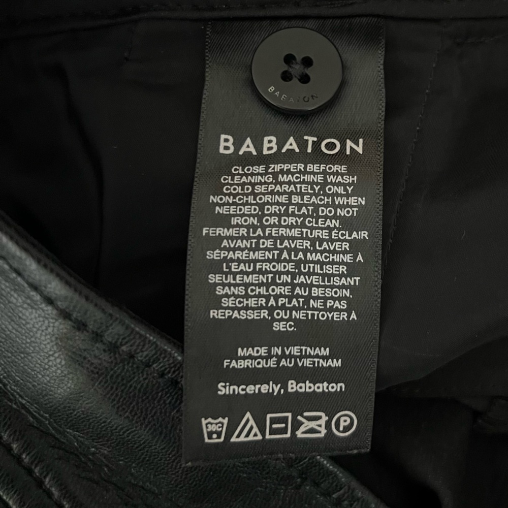 Aritzia Babaton Black Faux Leather Straight-Leg Pants - Picture 5 of 6